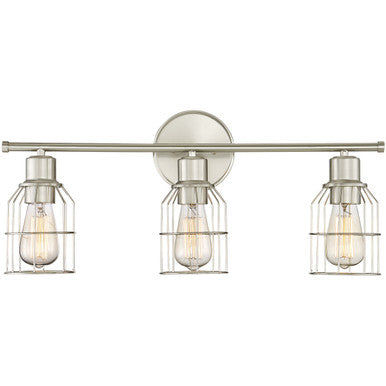 Meridian Lite Trends 3-Light Bathroom Vanity Light in Brushed Nickel M80004BN