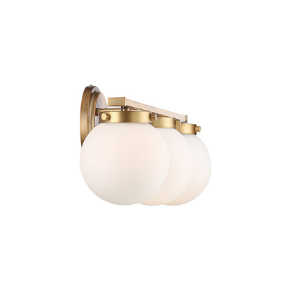 Meridian Lite Trends 3-Light Bathroom Vanity Light in Natural Brass M80023NB