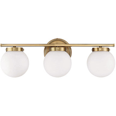 Meridian Lite Trends 3-Light Bathroom Vanity Light in Natural Brass M80023NB