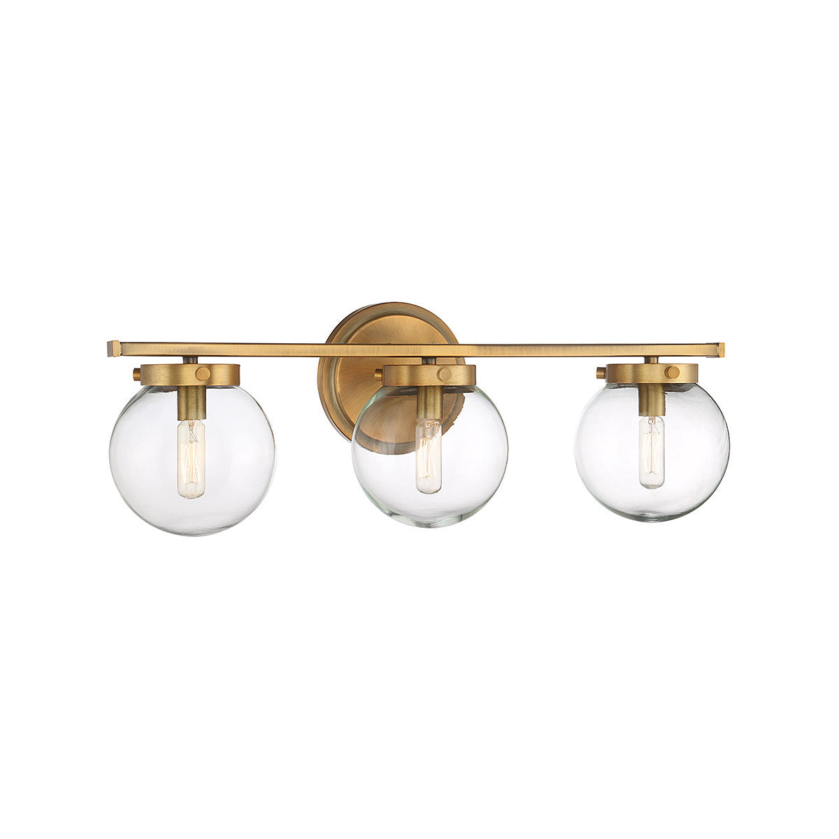 Meridian Lite Trends 3-Light Bathroom Vanity Light in Natural Brass M80024NB