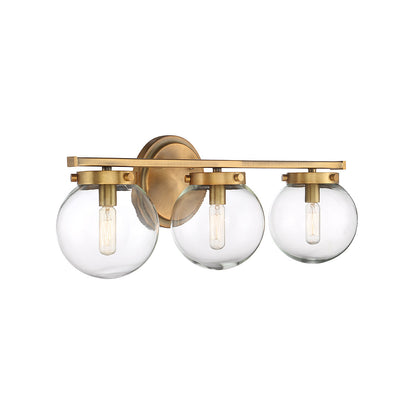 Meridian Lite Trends 3-Light Bathroom Vanity Light in Natural Brass M80024NB