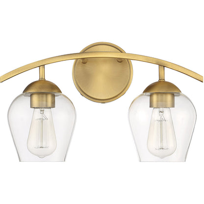 Meridian Lite Trends 2-Light Bathroom Vanity Light in Natural Brass M80031NB