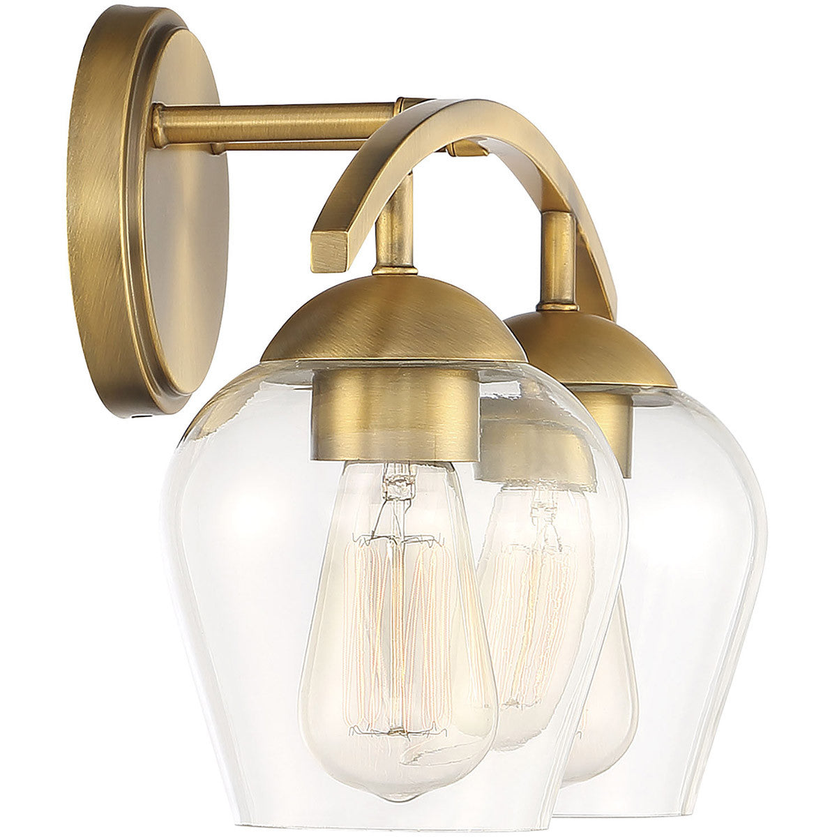 Meridian Lite Trends 2-Light Bathroom Vanity Light in Natural Brass M80031NB