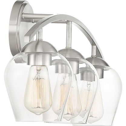 Meridian Lite Trends 3-Light Bathroom Vanity Light in Brushed Nickel M80032BN