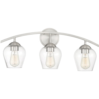 Meridian 3-Light Bathroom Vanity Light in Brushed Nickel M80032BN