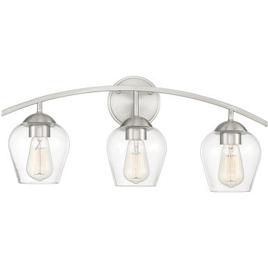 Meridian Lite Trends 3-Light Bathroom Vanity Light in Brushed Nickel M80032BN