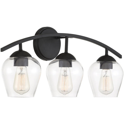 Meridian Lite Trends 3-Light Bathroom Vanity Light in Matte Black M80032MBK