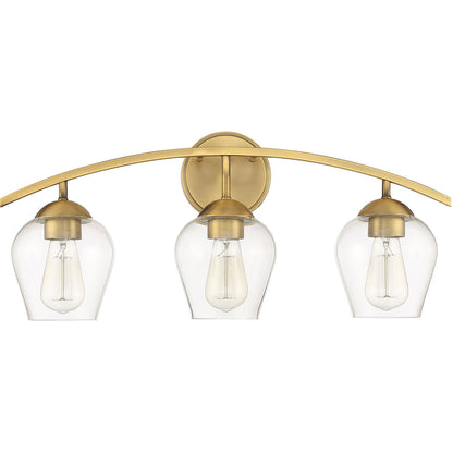 Meridian Lite Trends 3-Light Bathroom Vanity Light in Natural Brass M80032NB