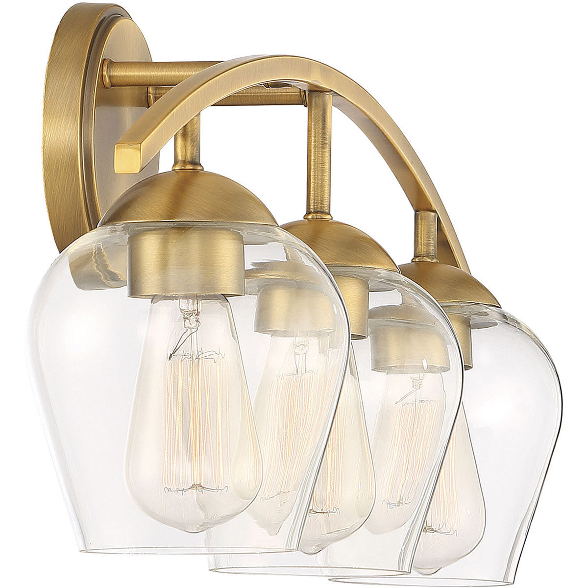 Meridian Lite Trends 3-Light Bathroom Vanity Light in Natural Brass M80032NB