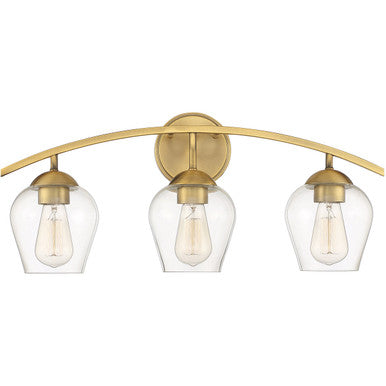 Meridian Lite Trends 3-Light Bathroom Vanity Light in Natural Brass M80032NB