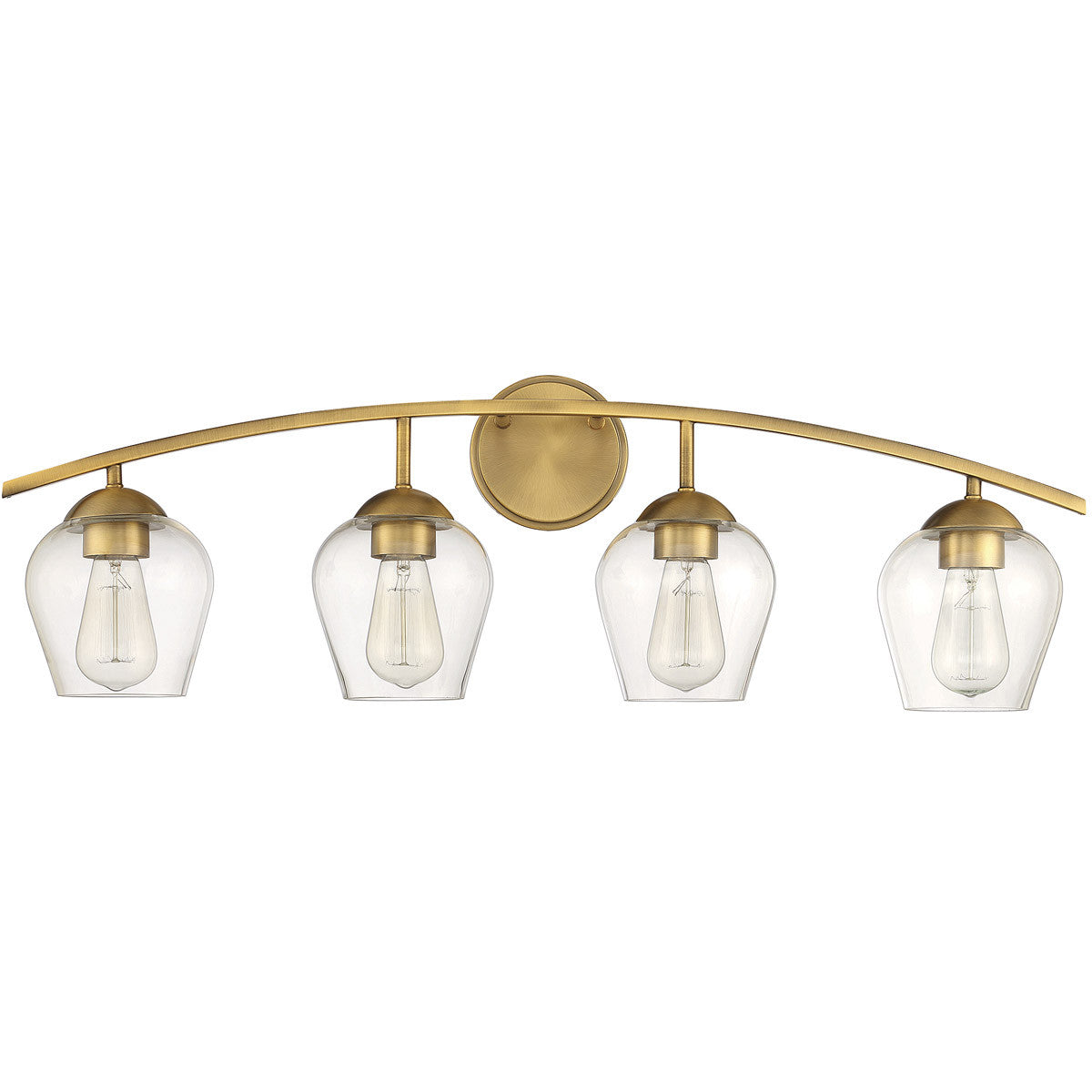 Meridian Lite Trends 4-Light Bathroom Vanity Light in Natural Brass M80033NB