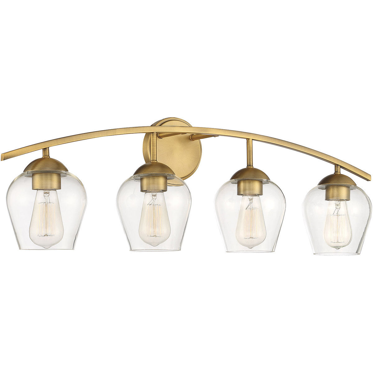 Meridian Lite Trends 4-Light Bathroom Vanity Light in Natural Brass M80033NB