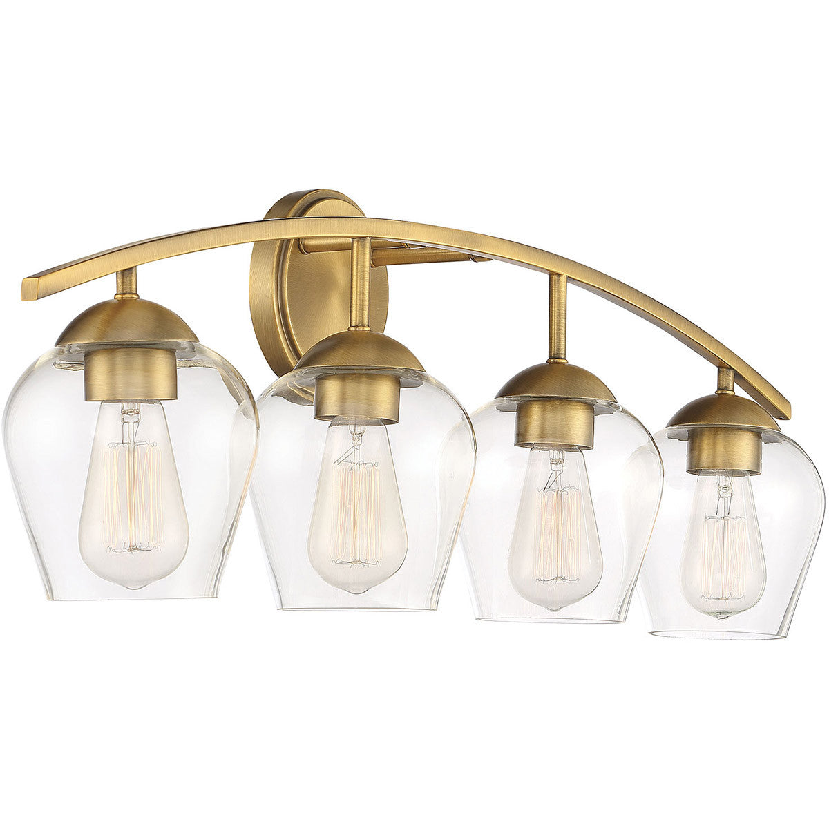 Meridian Lite Trends 4-Light Bathroom Vanity Light in Natural Brass M80033NB