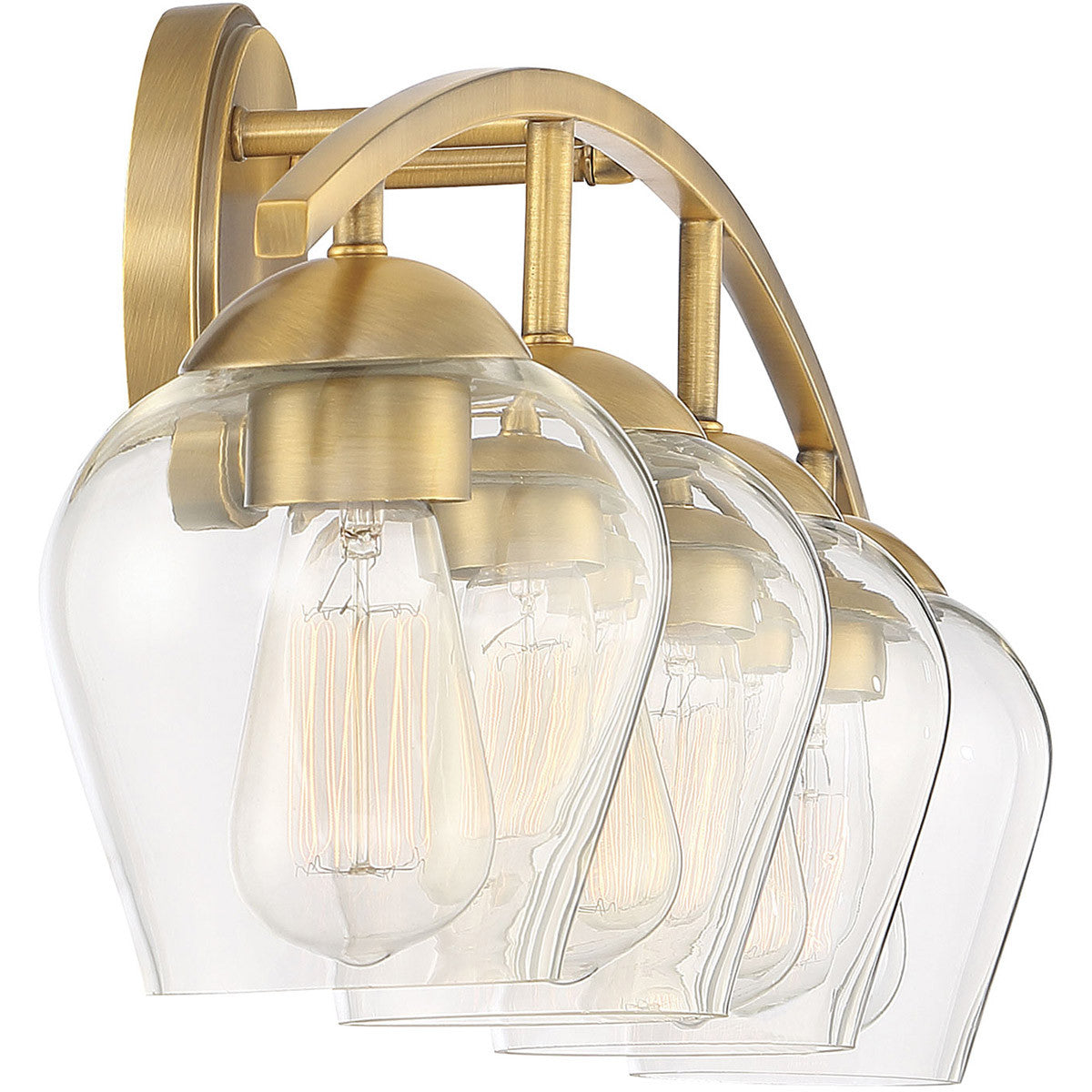 Meridian Lite Trends 4-Light Bathroom Vanity Light in Natural Brass M80033NB