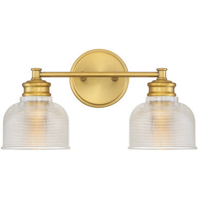 Meridian Lite Trends 2-Light Bathroom Vanity Light in Natural Brass M80034NB