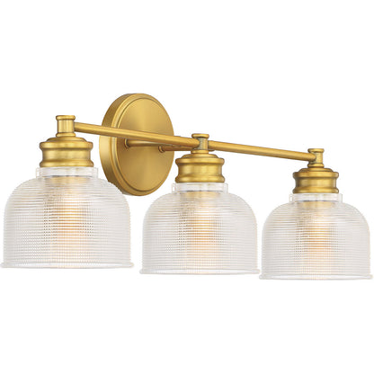 Meridian Lite Trends 3-Light Bathroom Vanity Light in Natural Brass M80035NB