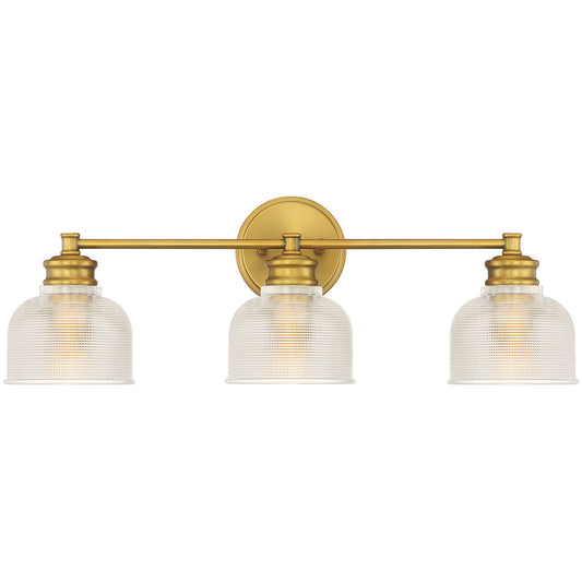 Meridian 3-Light Bathroom Vanity Light in Natural Brass M80035NB