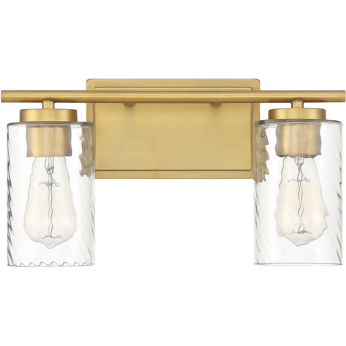 Meridian Lite Trends 2-Light Bathroom Vanity Light in Natural Brass M80037NB