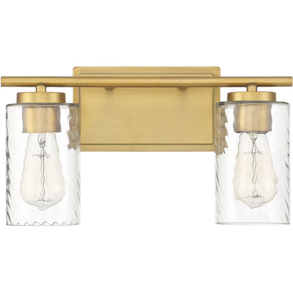 Meridian Lite Trends 2-Light Bathroom Vanity Light in Natural Brass M80037NB