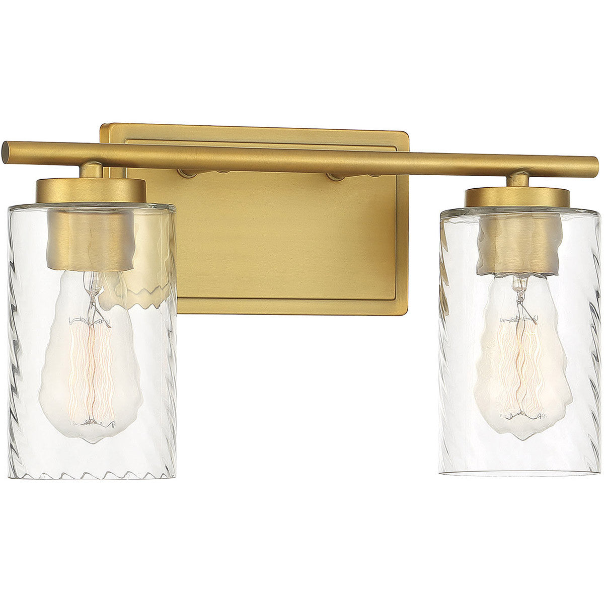 Meridian Lite Trends 2-Light Bathroom Vanity Light in Natural Brass M80037NB