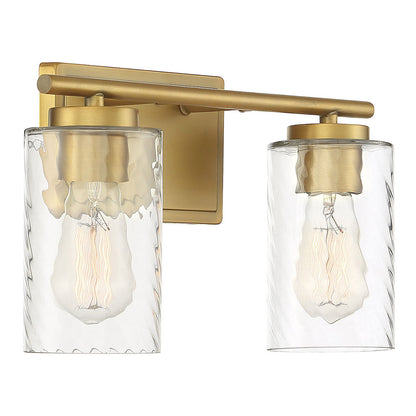 Meridian Lite Trends 2-Light Bathroom Vanity Light in Natural Brass M80037NB