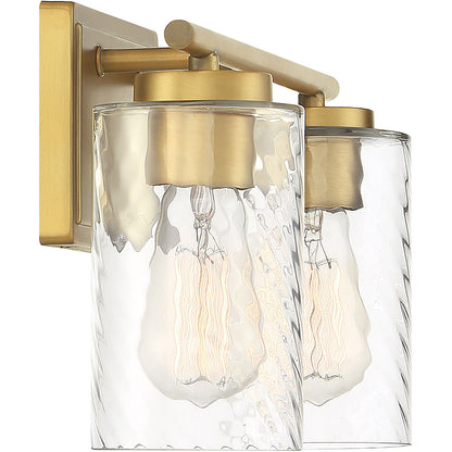 Meridian Lite Trends 2-Light Bathroom Vanity Light in Natural Brass M80037NB