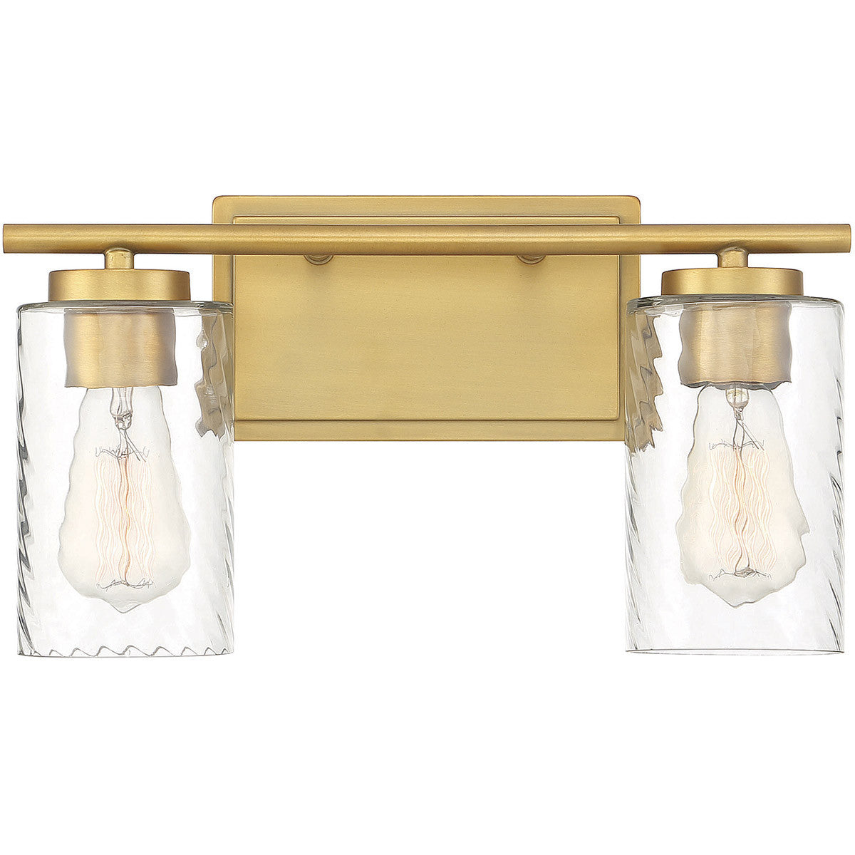 Meridian 2-Light Bathroom Vanity Light in Natural Brass M80037NB