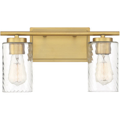 Meridian Lite Trends 2-Light Bathroom Vanity Light in Natural Brass M80037NB