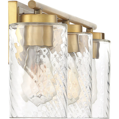 Meridian Lite Trends 3-Light Bathroom Vanity Light in Natural Brass M80038NB