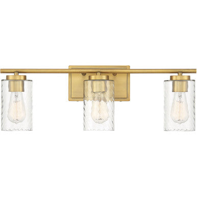 Meridian Lite Trends 3-Light Bathroom Vanity Light in Natural Brass M80038NB