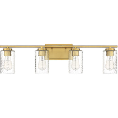 Meridian Lite Trends 4-Light Bathroom Vanity Light in Natural Brass M80039NB