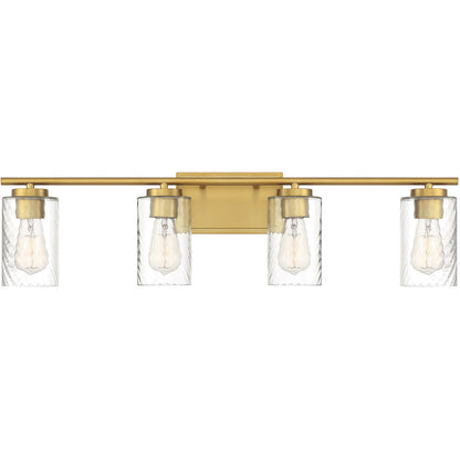 Meridian 4-Light Bathroom Vanity Light in Natural Brass M80039NB