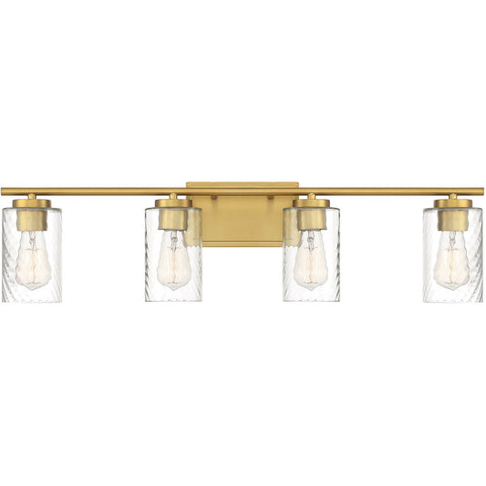 Meridian 4-Light Bathroom Vanity Light in Natural Brass M80039NB