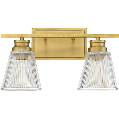 Meridian Lite Trends 2-Light Bathroom Vanity Light in Natural Brass M80040NB