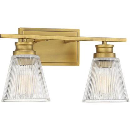 Meridian Lite Trends 2-Light Bathroom Vanity Light in Natural Brass M80040NB