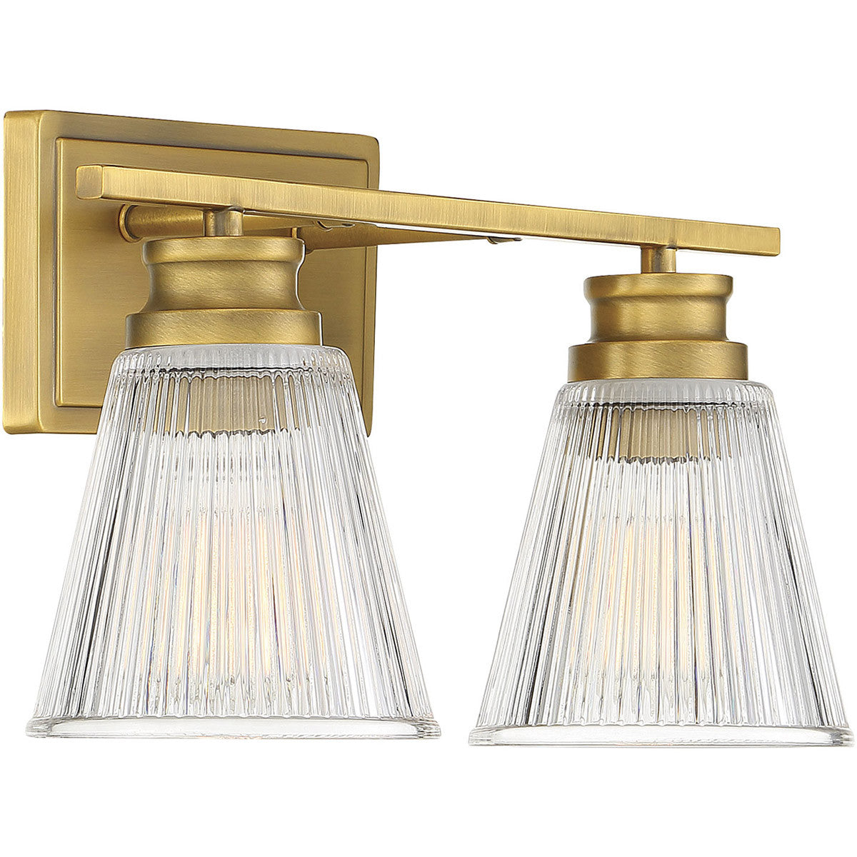 Meridian Lite Trends 2-Light Bathroom Vanity Light in Natural Brass M80040NB