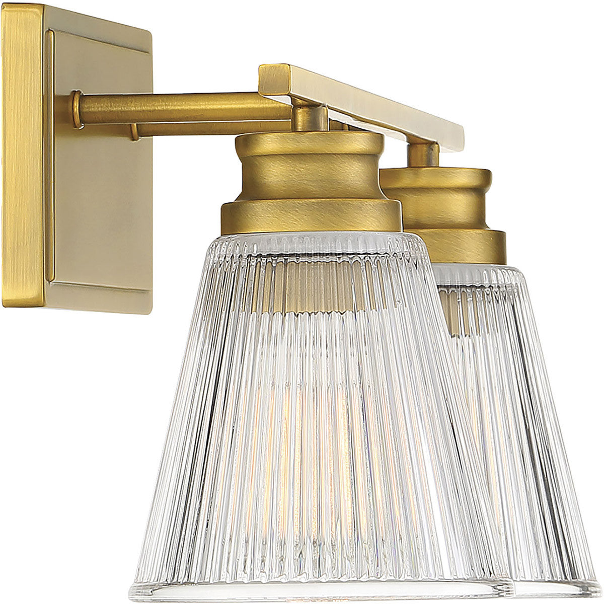 Meridian Lite Trends 2-Light Bathroom Vanity Light in Natural Brass M80040NB