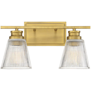 Meridian Lite Trends 2-Light Bathroom Vanity Light in Natural Brass M80040NB