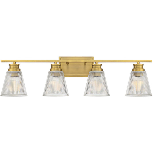 Meridian 4-Light Bathroom Vanity Light in Natural Brass M80042NB