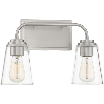 Meridian Lite Trends 2-Light Bathroom Vanity Light in Brushed Nickel M80043BN