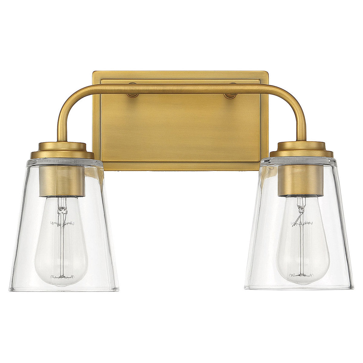 Meridian Lite Trends 2-Light Bathroom Vanity Light in Natural Brass M80043NB