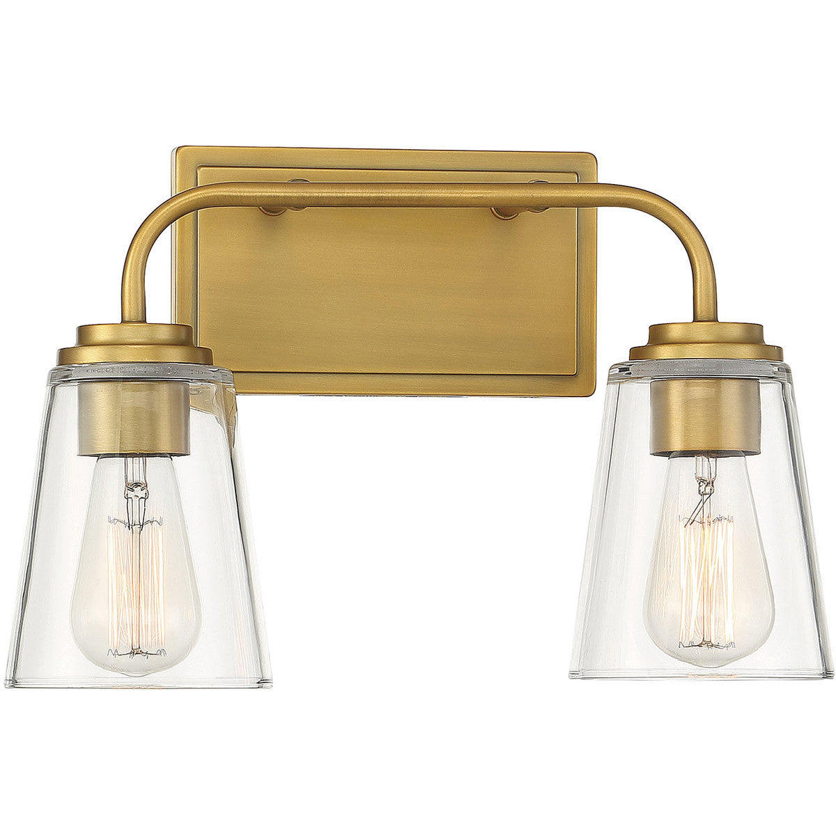 Meridian Lite Trends 2-Light Bathroom Vanity Light in Natural Brass M80043NB