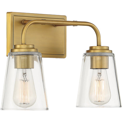 Meridian Lite Trends 2-Light Bathroom Vanity Light in Natural Brass M80043NB