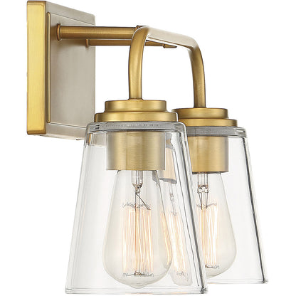 Meridian Lite Trends 2-Light Bathroom Vanity Light in Natural Brass M80043NB