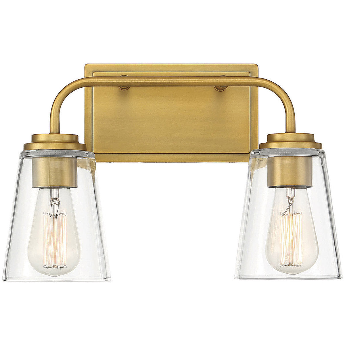 Meridian 2-Light Bathroom Vanity Light in Natural Brass M80043NB