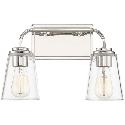 Meridian 2-Light Bathroom Vanity Light in Polished Nickel M80043PN