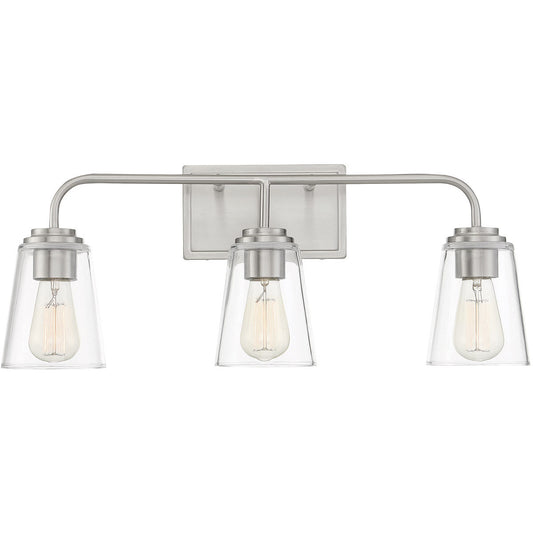 Meridian 3-Light Bathroom Vanity Light in Brushed Nickel M80044BN