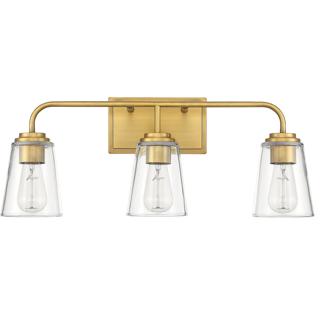 Meridian Lite Trends 3-Light Bathroom Vanity Light in Natural Brass M80044NB