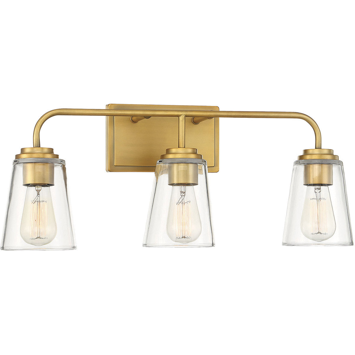 Meridian Lite Trends 3-Light Bathroom Vanity Light in Natural Brass M80044NB