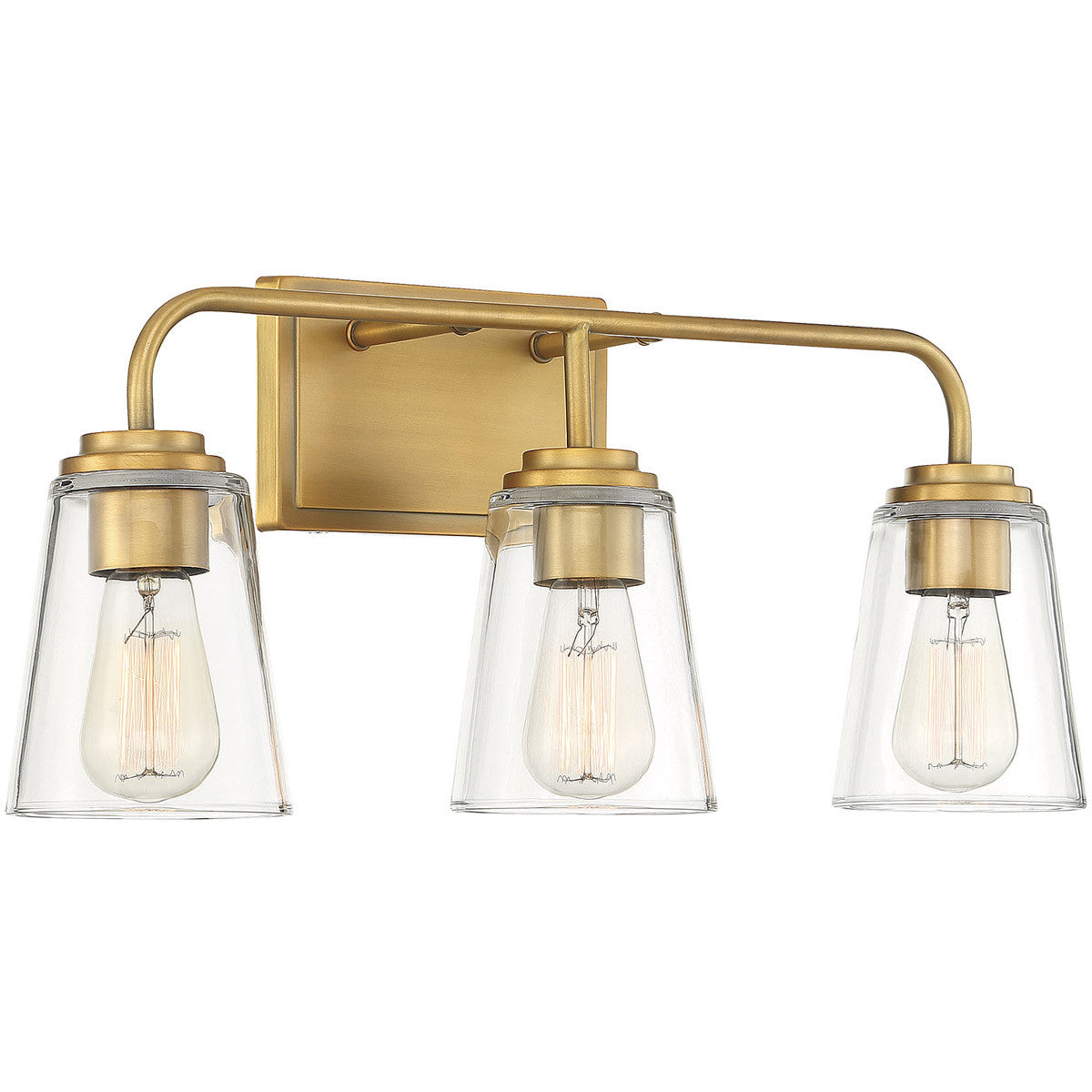 Meridian Lite Trends 3-Light Bathroom Vanity Light in Natural Brass M80044NB